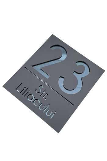 Adresa VIP PREMIUM HOUSE NUMBER - Satin Grey Anthracite Grey Mirror - 18x16cm