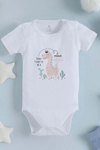 bebek perisi 100% Cotton Organic Princess Dinosaur Design Baby Bodysuit