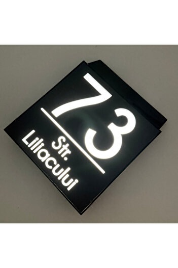 Adresa VIP PREMIUM HOUSE NUMBER - Satin Grey Solar Led Box - 18x18cm