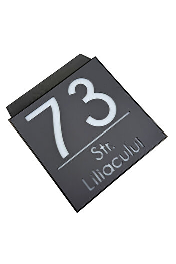 Adresa VIP PREMIUM HOUSE NUMBER - Satin Grey Solar Led Box - 18x18cm