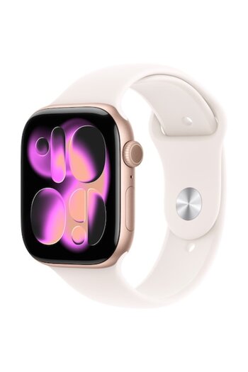 Apple Watch 11 GPS, Rose Gold Aluminium 46mm, Light Blush Sport Band - M/L