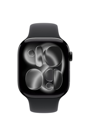 Apple Watch 11 GPS, Jet Black Aluminium 46mm, Black Sport Band - S/M
