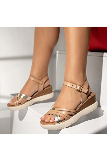 BMoD Khaki women's platform sandals with strap MOD13858