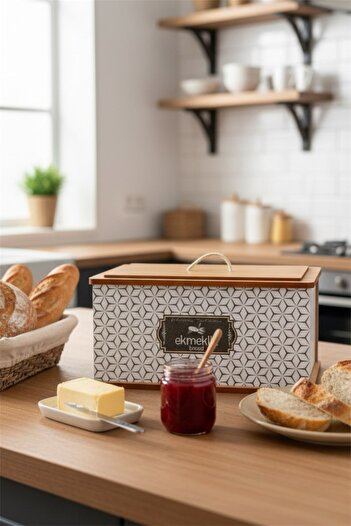 Bayev Patterned Wooden Rectangular Bread Box - Patterned Bread Box