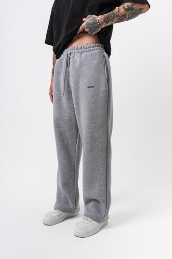 Respire Men's Basic Baggy Sweatpants with Text Detail Gray Melange