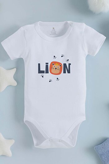 bebek perisi 100% Cotton Organic Lion Design Baby Bodysuit