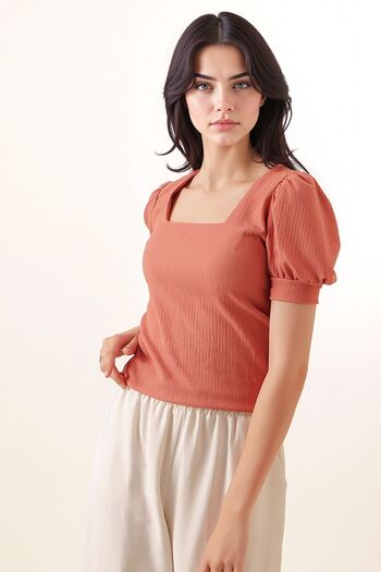 Hiccup Bdart Slim Fit Square Neck Blouse