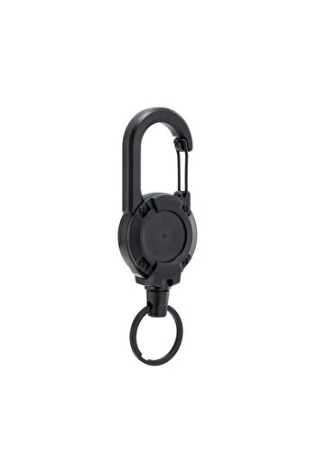 Choice black Retractable Heavy Duty Pull Reel Carabiner Key Chains Strong Steel Wire Rope Buckle Spring Key