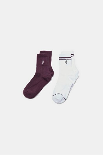 Stradivarius 2-pack of striped and embroidered socks