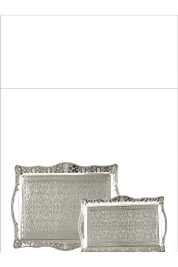 Homeland 2 Pieces Multi-Purpose Rectangular Metal Tray Large Size Small Size