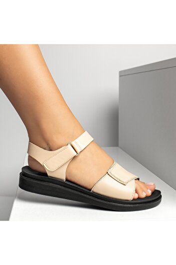 BMoD Beige women's sandals with rhinestones and velcro closure MOD13867