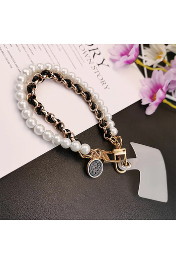 Choice1 Black Camellia Pearl Mobile Phone Charm keychain Chain Girl Woman Cell Phone Case Fashion Pendant Ke