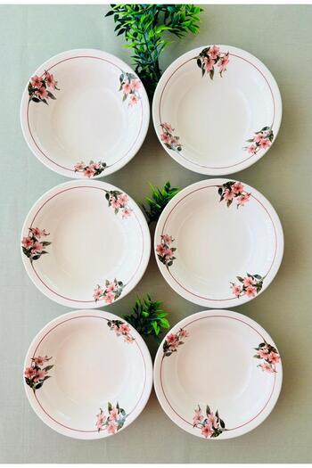 Hooly Home Snow Flower 6 Pieces Soup Bowl