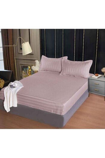 OEM Bed sheet set Damasc type with elastic, 2 pillow covers, Spring, ZUBI HOME, 160x200 cm+25cm, Dusty P