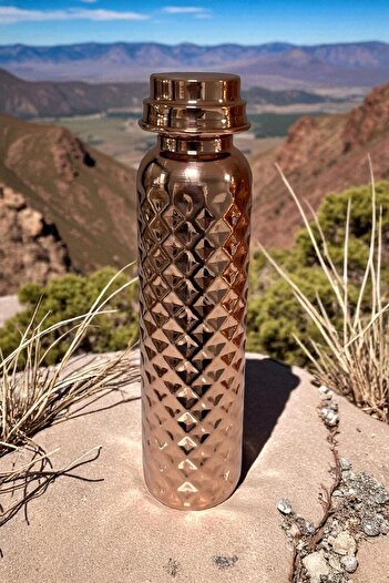 Yardımcı Bakır Since 1997 100% Copper Handmade Water Flask 700 ml Very Useful Copper Water Bottle for Health