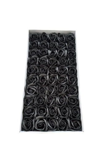 velve Box of 50 soap roses, black, Black