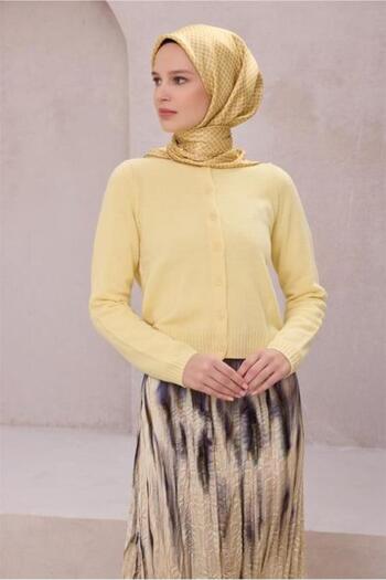 Belli Tivil Pure Silk Scarf 4203 - 38 Yellow Geometric Pattern
