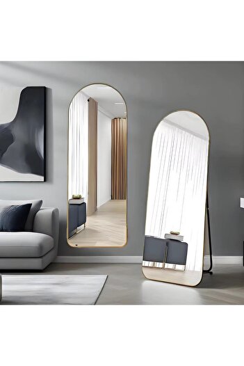 MOSTAFA Gold Aluminum Edge Full Length Mirror with Stand and Back Base 146*36
