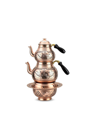 AiroBazar Copper Teapot with Stove - Large Size - Copper Teapot with Heater - Copper Teapot with Gel Fuel