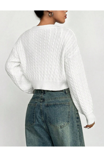SHEIN button-up sweater, white