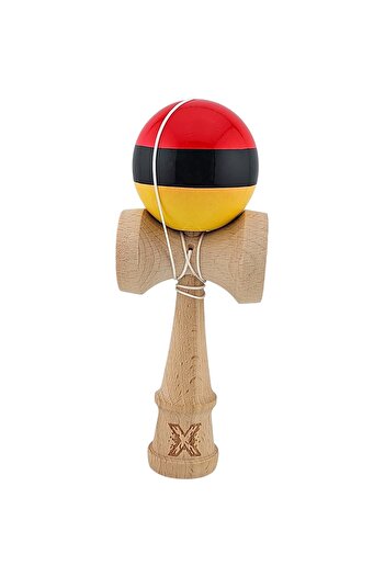 LEIBOO Jucarie Kendama X Originala, Profesionala, Flippy, Super Sticky din Lemn, 18 cm, Rosu/Negru/Galben