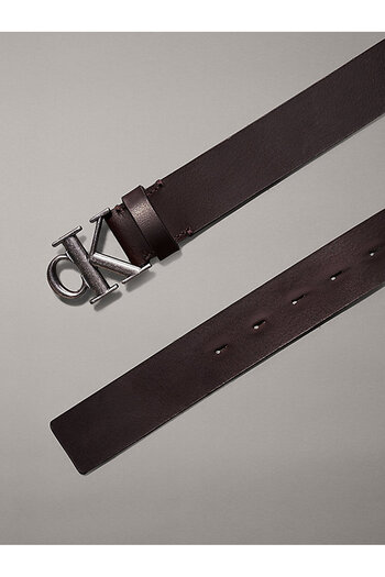 Calvin Klein Men's Monogram Plaque Buckle Belt