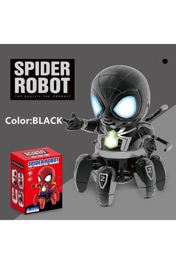 BANDAI with box Black Marvel The Amazing Spider Man Dancing Robot Musical Light Electric Toy Doll Spiderman