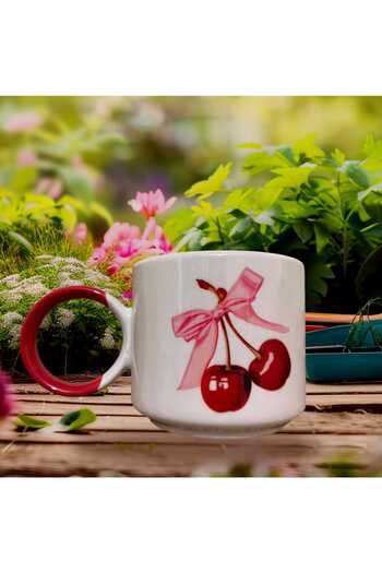GameFruy Cherry Bow Double-Sided Written Mug (Red Handle) Motto Mug