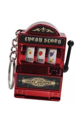 dalimag Breloc Model Slot Machine, Mecanism Functional, 4x6 cm, Plastic, Rosu