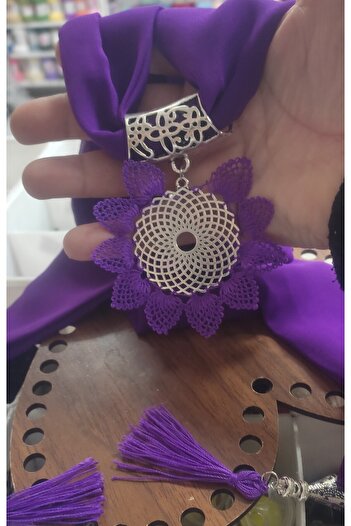 Kevser nur tuhafiye Needlework Embroidered Scarf Purple Color