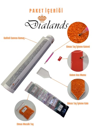 Dialands Mozaik Pembe Altın Mandala Zerafet Çiçeği 42x84cm T0011 Dialands Elmas Mozaik Tablo