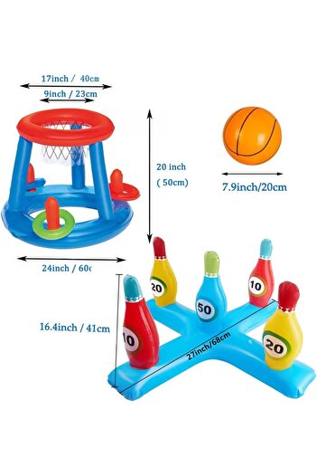 Choice taozhuang Swimming Pool Toy Game Set, Swimming Pool Basketball Circle Inflatable Cross Ring Throwing