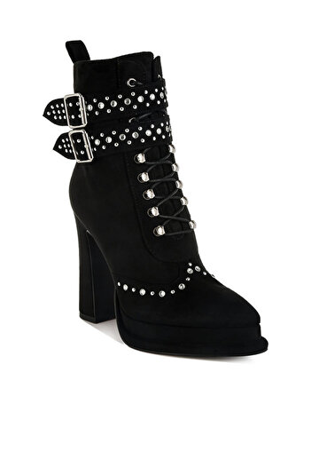 london Rag Women Harness Detail Lace Up Boots in Black