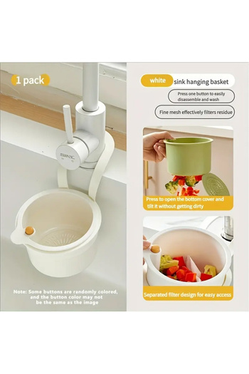 Choice WHITE Wall-mounted sink draining basket, household detachable kitchen food residue filter, daily fru