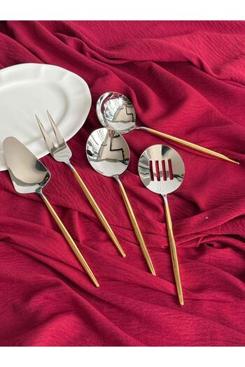 ROSSEV Almeria 24K Gold Plated 5 Piece Serving Spoon Set