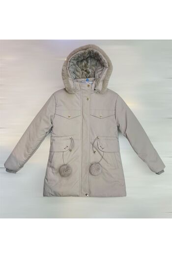 lamsat fn Stylish girls' winter jacket with a hidden belt for a modern look 🌸