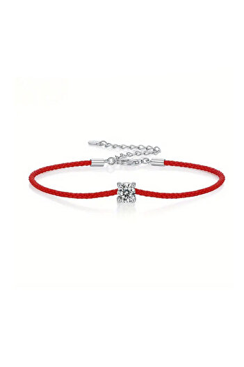 OEM Silver cord bracelet with 0.5 Kt moissanite diamond