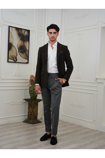 LONATOLİA Premium Italian Style Slim Fit Men's Punto Stitched Half Lined Jacket - Xprzcom8330