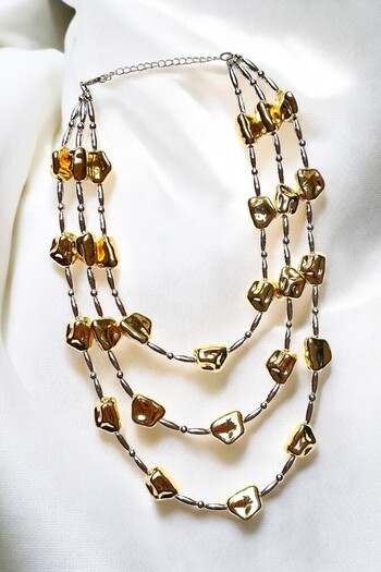 PETEK AKSESUAR Metalized Bead Style Necklace