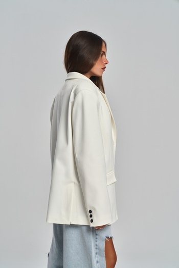 MAI STUDIOS CO. Emma Dikiş Detaylı Ekru Blazer