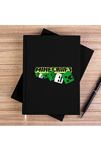 CrowsGate Mine-Craft Skeleton and Creeper Black Unlined Canvas Notebook