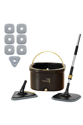 FoTehniq Set Mop Rotativ Profesional 7in1 GoldenHomeMOP® FOtehniq, Negru/Auriu Mat