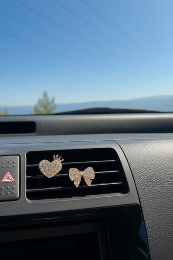 Çiçek Antalya Princess Gold Stone Air Conditioner Grill and Glove Box Ornament – Decorative Accessory for Car Interior