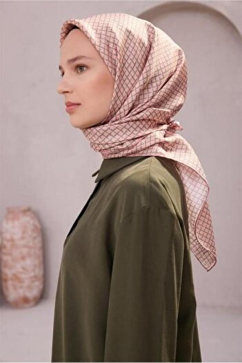 Belli Tivil Pure Silk Scarf 4203 - 07 Pink Geometric Pattern