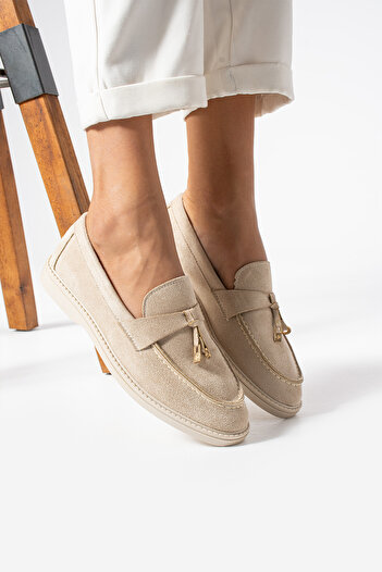 nevanın pabuçları Piena Toka Detailed Suede Women's Loafer