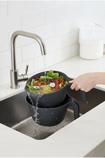 Sun Group WOW Mixer Cup & Strainer with Handle (2 Pcs Set) - Anthracite