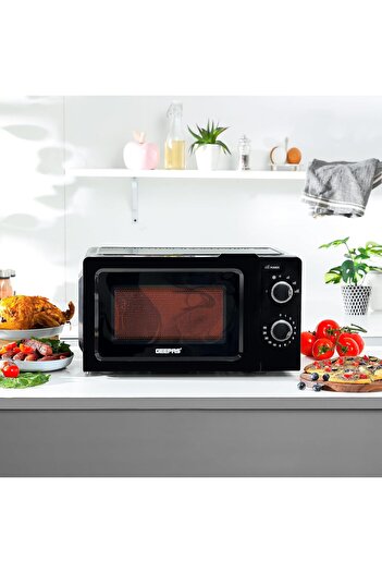 Geepas Microwave Oven with Digital Display Easy Reheating 20L 1100 Watt GMO1899-20LS-BL Black