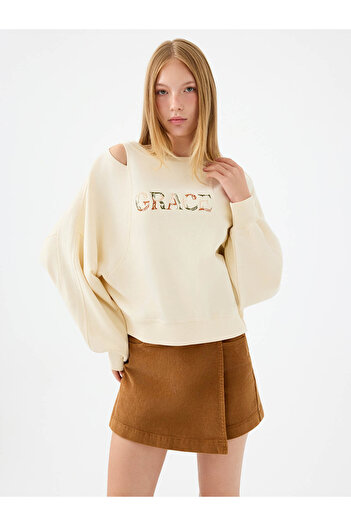 Loft Oversize Ecru Women's Sweatshirt Lf2041043