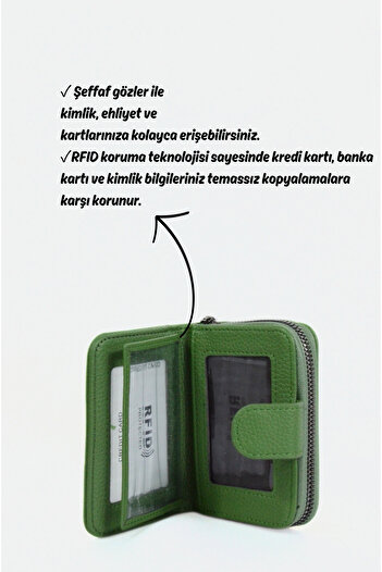 Mazel Design 4201 Genuine Leather Unisex Rfid Protected Zippered Multi-Compartment Imported Card Holder Wallet