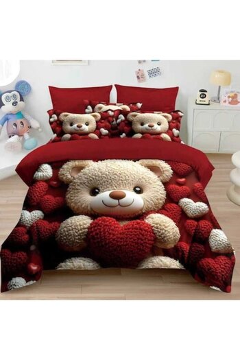 Casa de Vis Double Bed Set, 6 Pieces, Satin Cotton, 220 x 230 cm, Multicolor